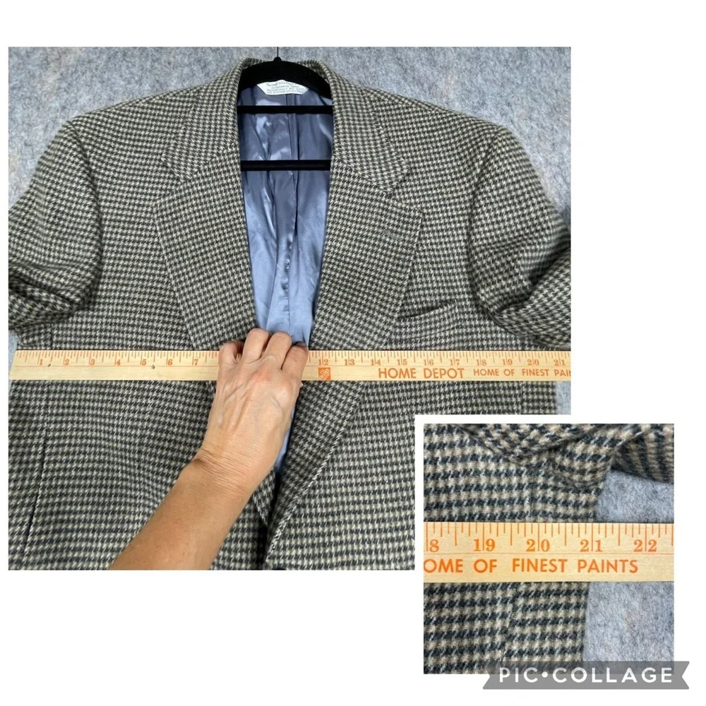 Land's End Classic Houndstooth Wool Camel Hair Preppy Sport Coat Blazer 40R
